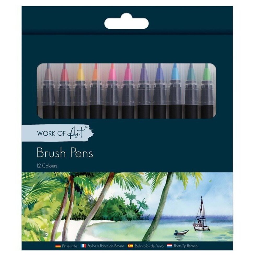 Brush Tip Pens Assorted Colours Pack of 12