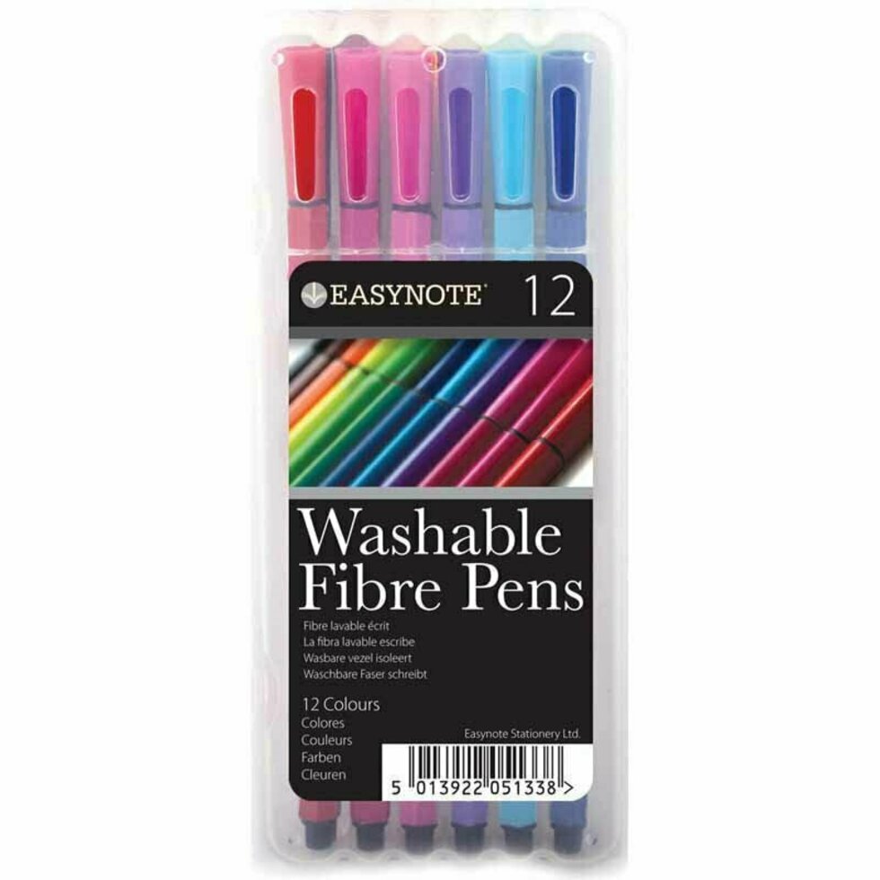 Washable Easynote Fibre Tipped Pens Set 12