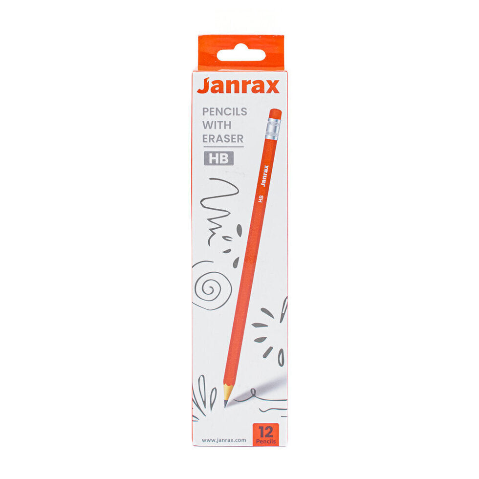 Wooden Pencil HB with Eraser 12 Pack