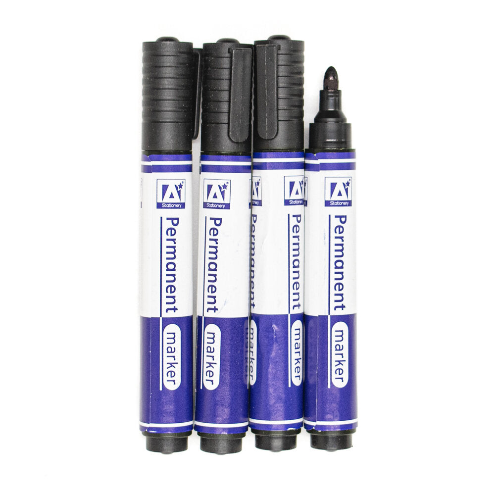 Black Permanent Marker Pens Pack of 4
