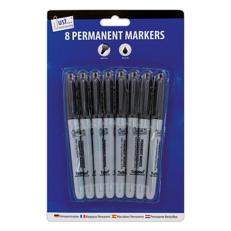 Permanent Markers BLACK Pack of 8