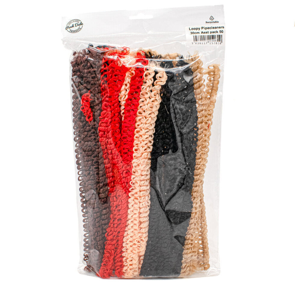 Loopy Pipecleaners 30cm Asst Colours pack 50