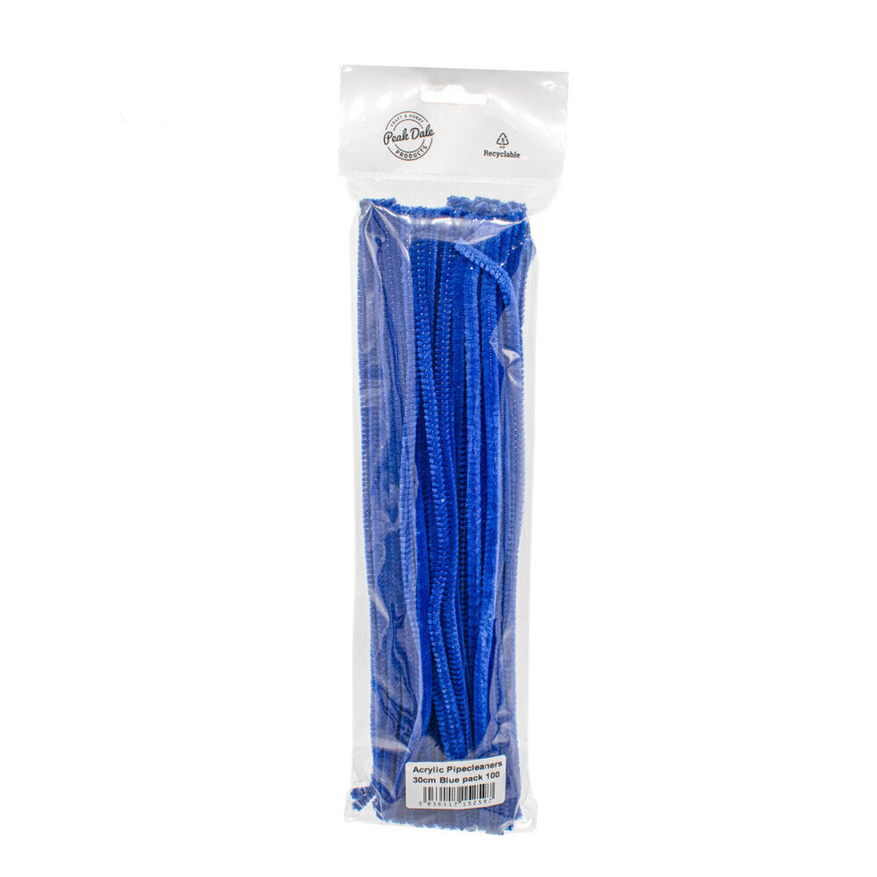 Acrylic Pipecleaners 30cm Blue pack 100