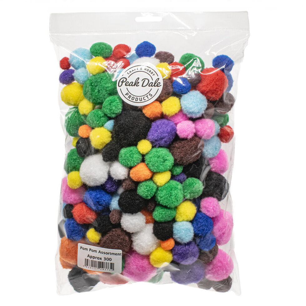 Pom Poms Asst Colours & Sizes Approx 300