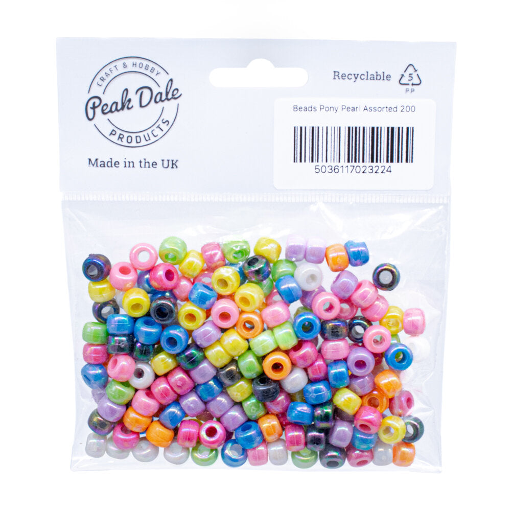 Beads Pony Pearl Assorted Pack of 200