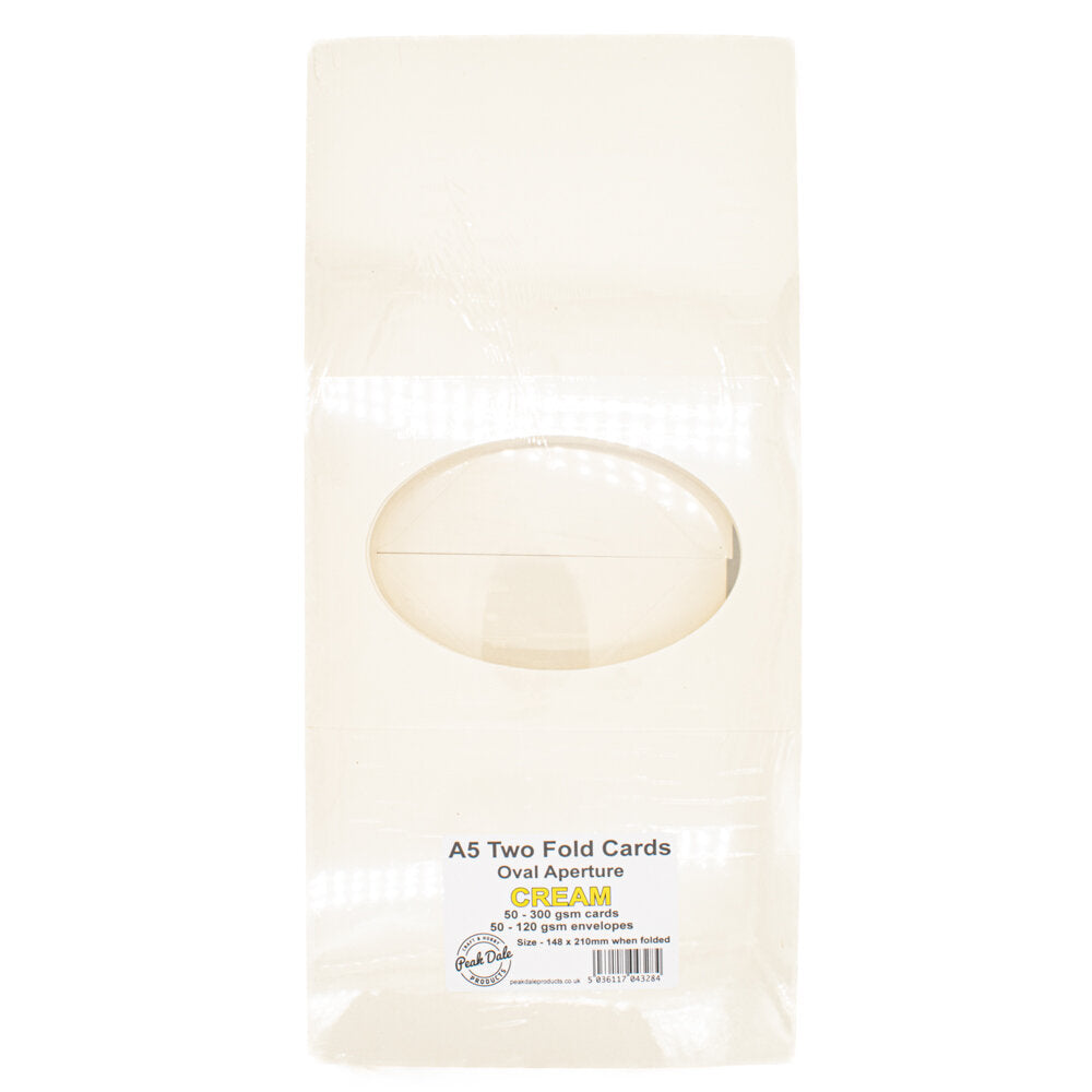 Cards A5 Cream with Oval Aperture Pack of 50- A5-2