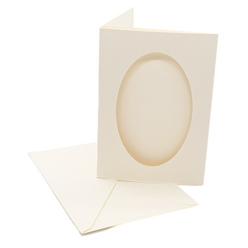 Cards A5 Cream with Oval Aperture Pack of 10- A5-2
