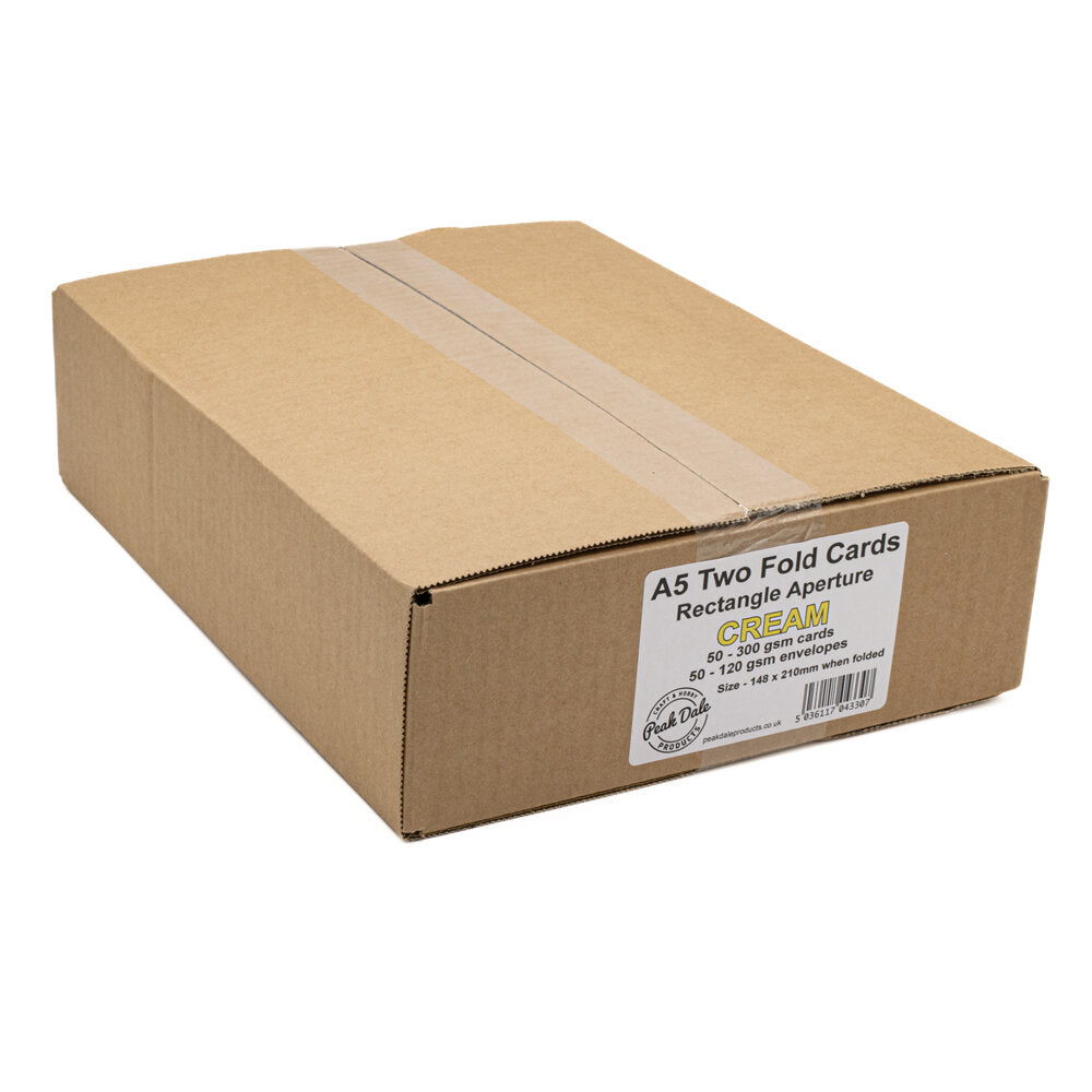 Cards A5 Cream with Rectangle Aperture Pack of 50- A5-4