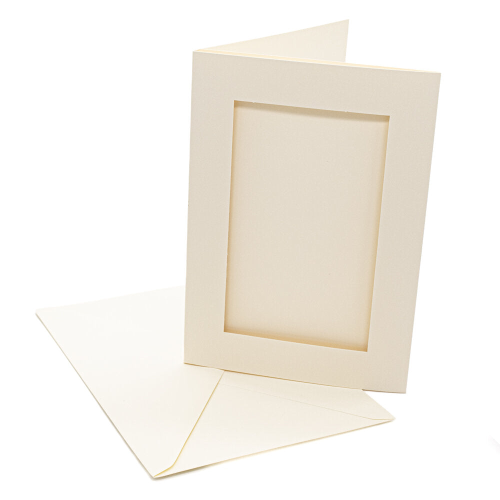 Cards A5 Cream with Rectangle Aperture Pack of 10- A5-4