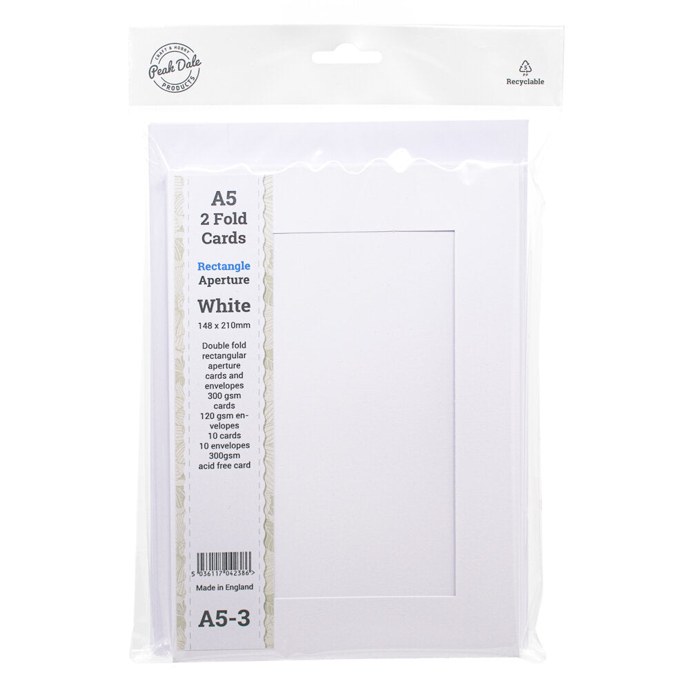 Cards A5 White with Rectangle Aperture Pack of 10 - A5-3
