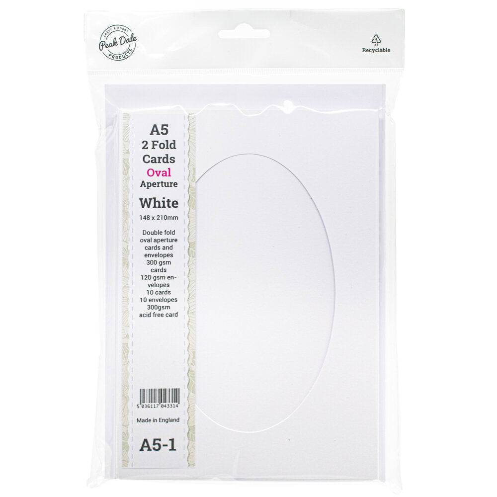 Cards A5 White with Oval Aperture Pack of 10 - A5-1
