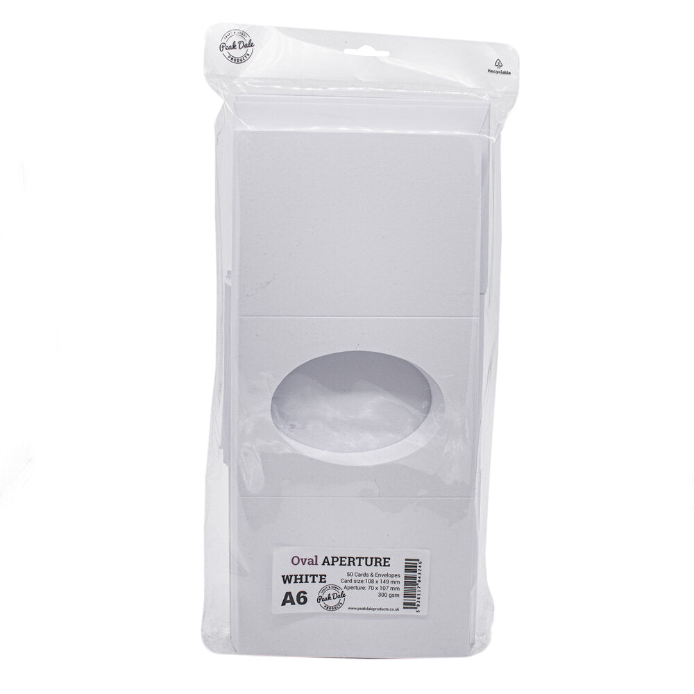 Cards A5 White with Oval Aperture Pack of 50 - A5-1