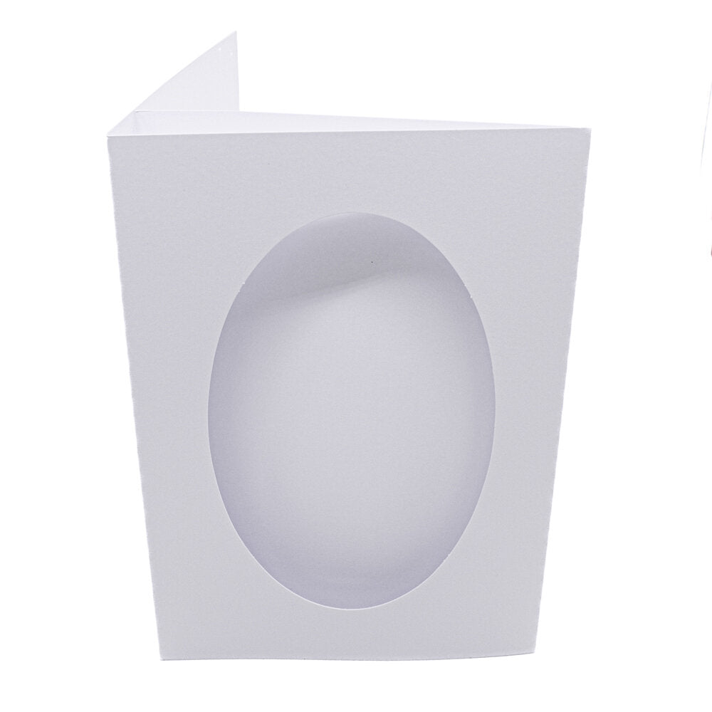Cards A5 White with Oval Aperture Pack of 50 - A5-1