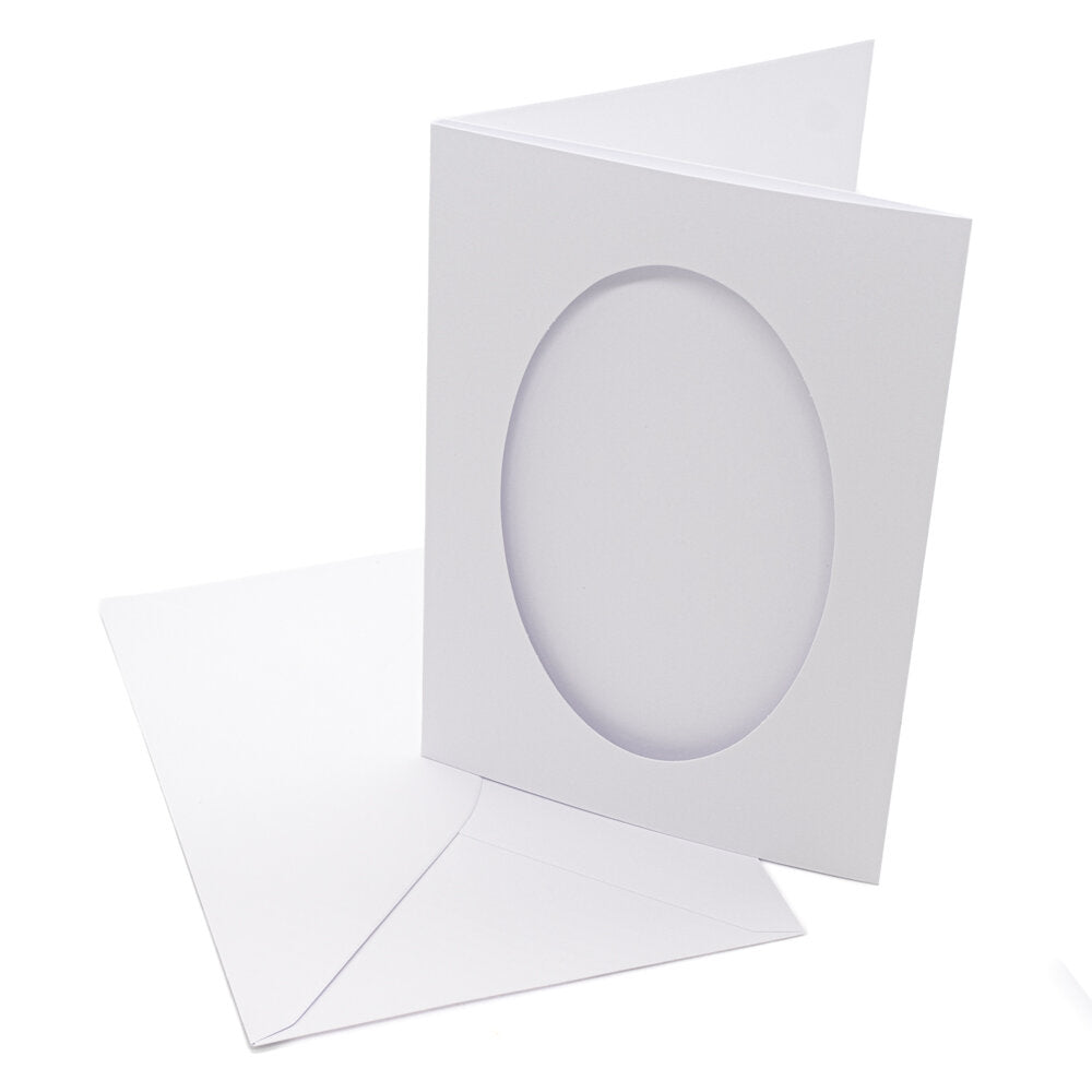 Cards A5 White with Oval Aperture Pack of 10 - A5-1