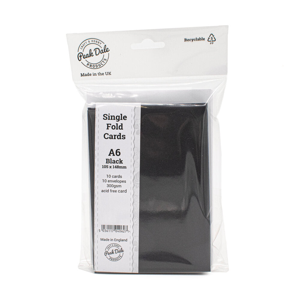 Cards Singlefold A6 Black Pack of 10