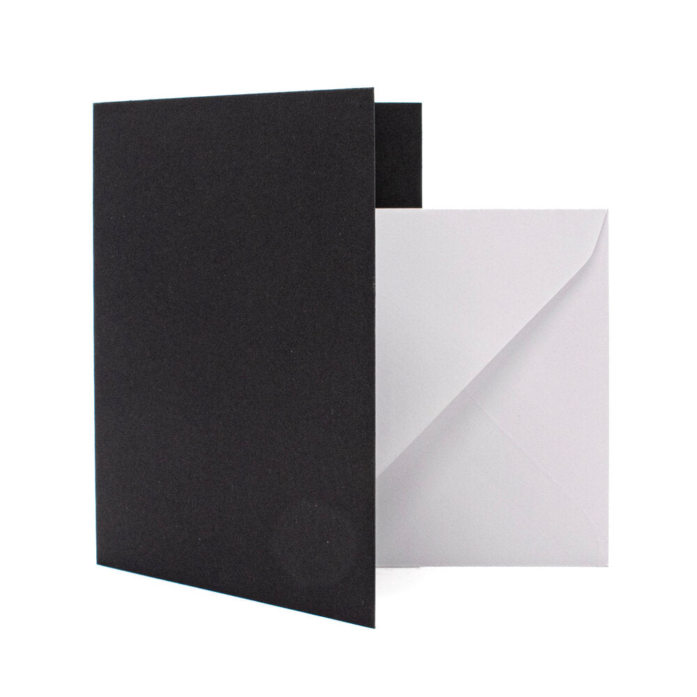 Cards Singlefold A6 Black Pack of 10