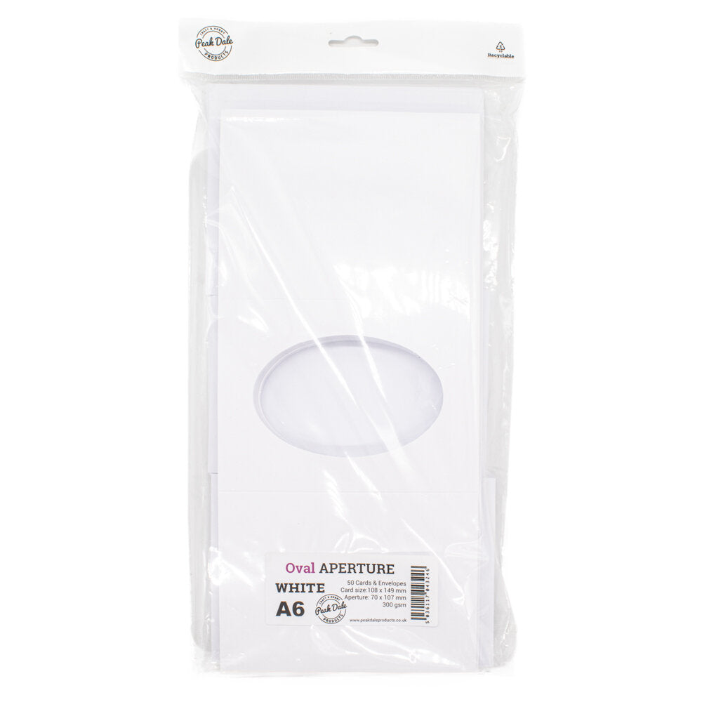 Cards A6 White with Oval Aperture 50 PACK - A6-1