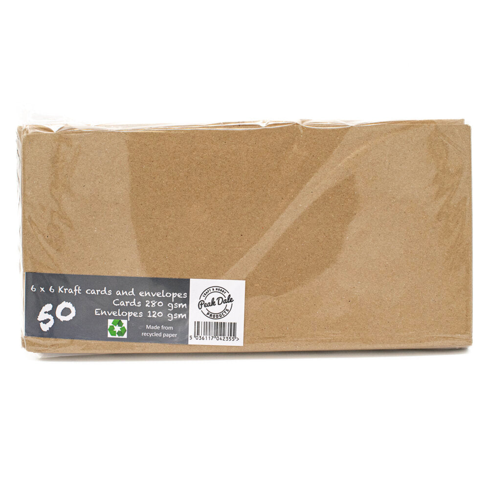 Cards Singlefold 50 PACK SQ Brown Kraft