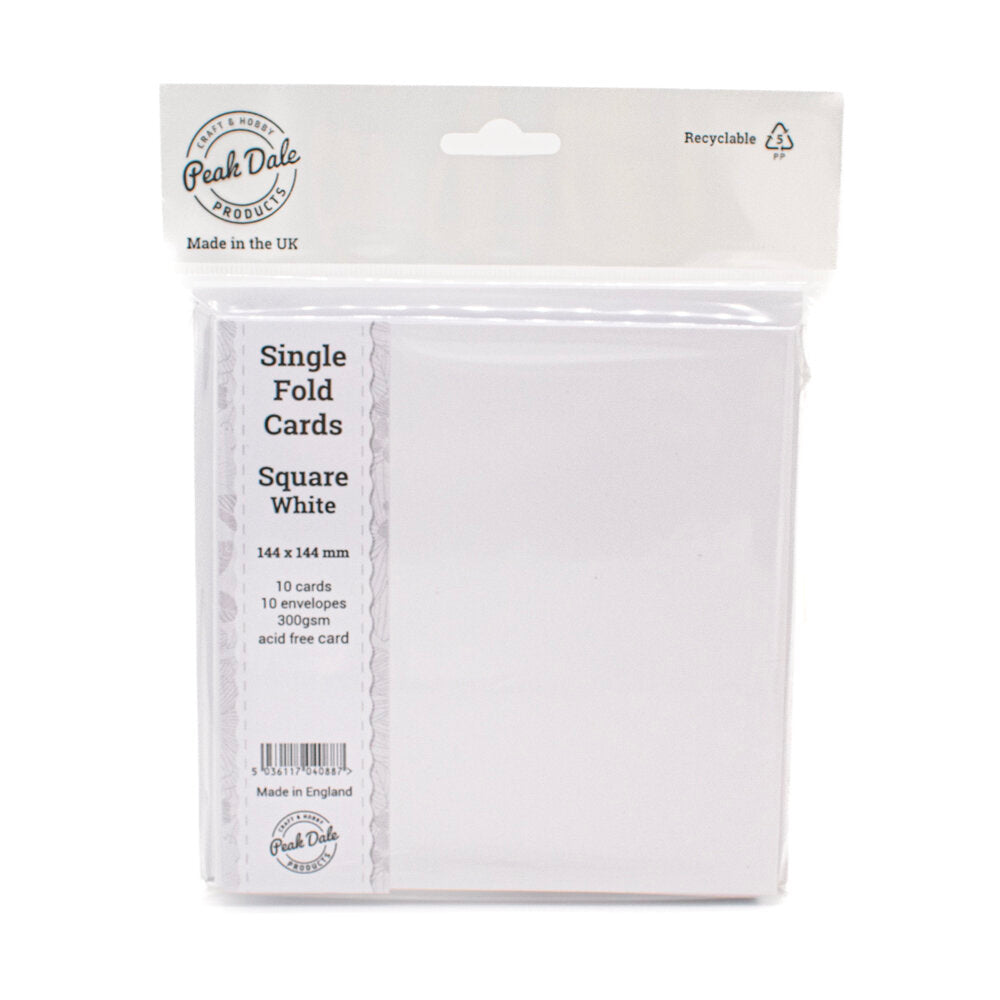 Cards Singlefold Square 144mm White Pack of 10