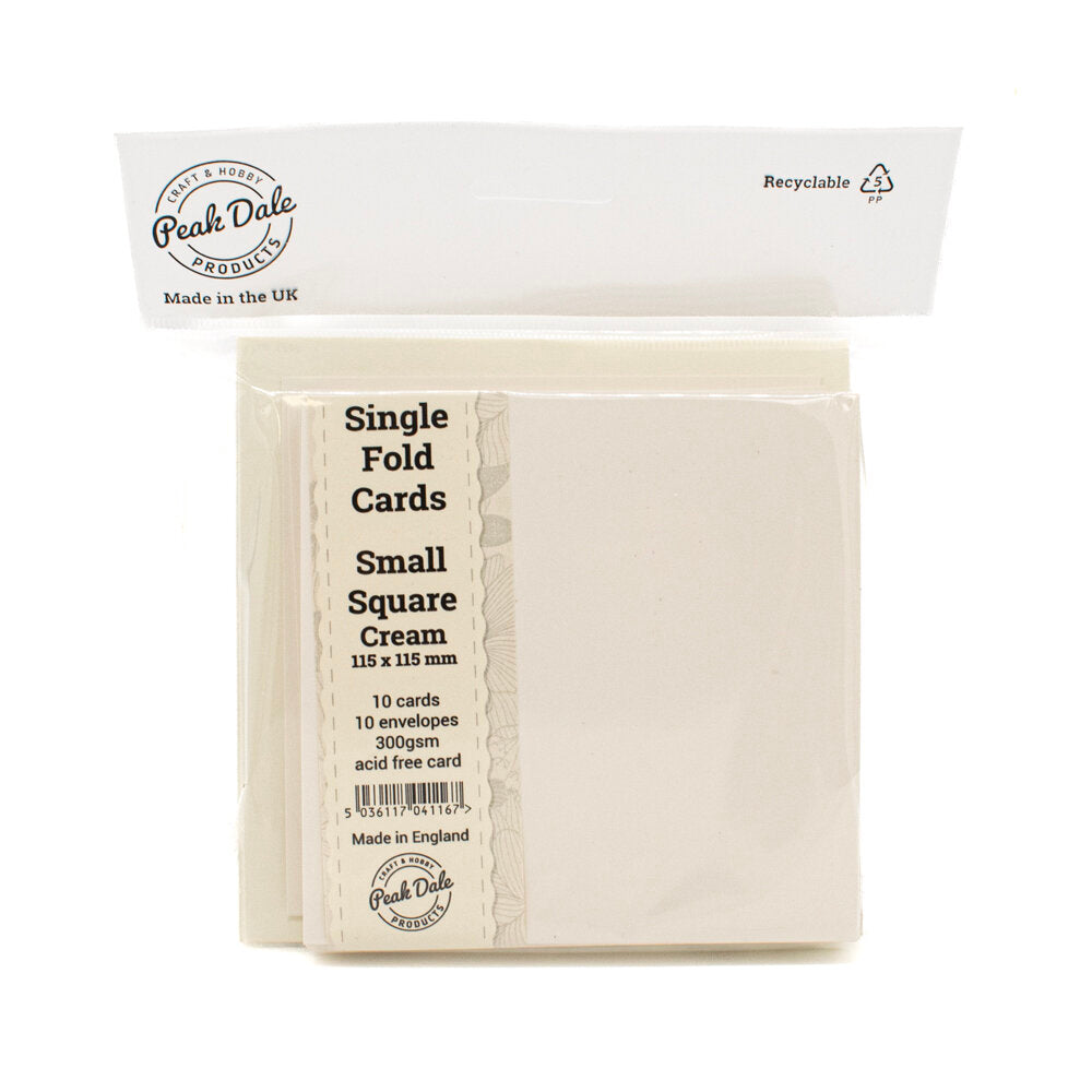 Cards Singlefold SMALL Square Cream Pack of 10
