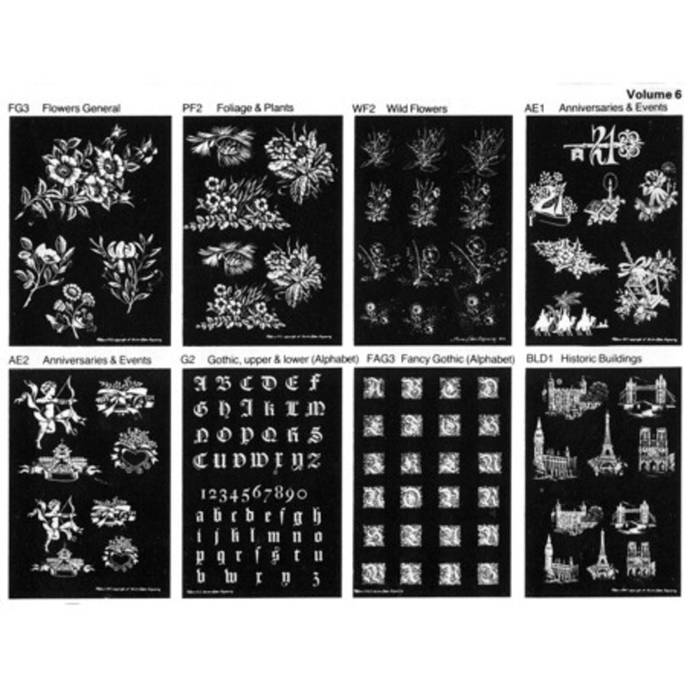 Swiss Glass Engraving Patterns Vol 6 Pack of 8 PP6