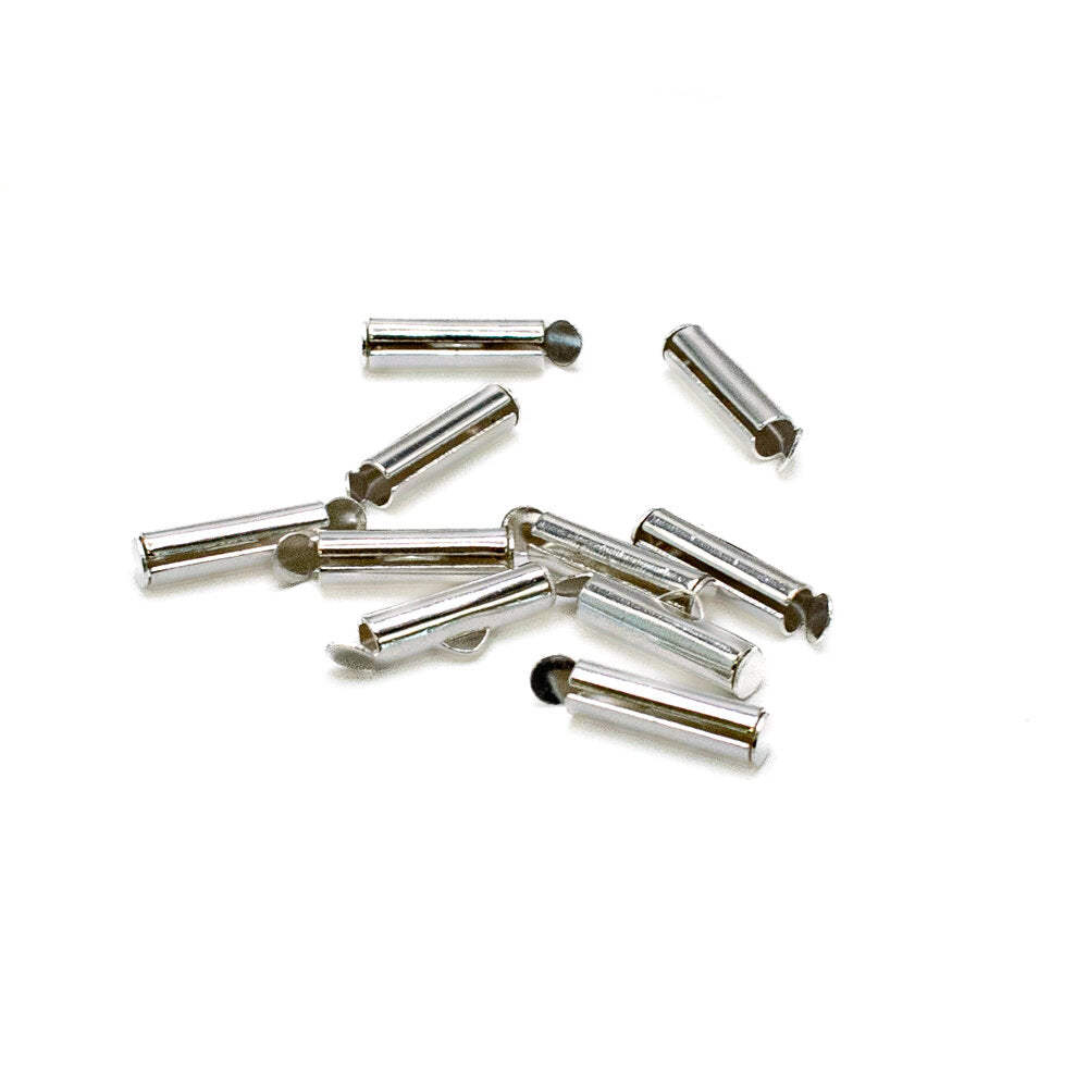 Slider Ends 15mm Silver Plated Pack of 10