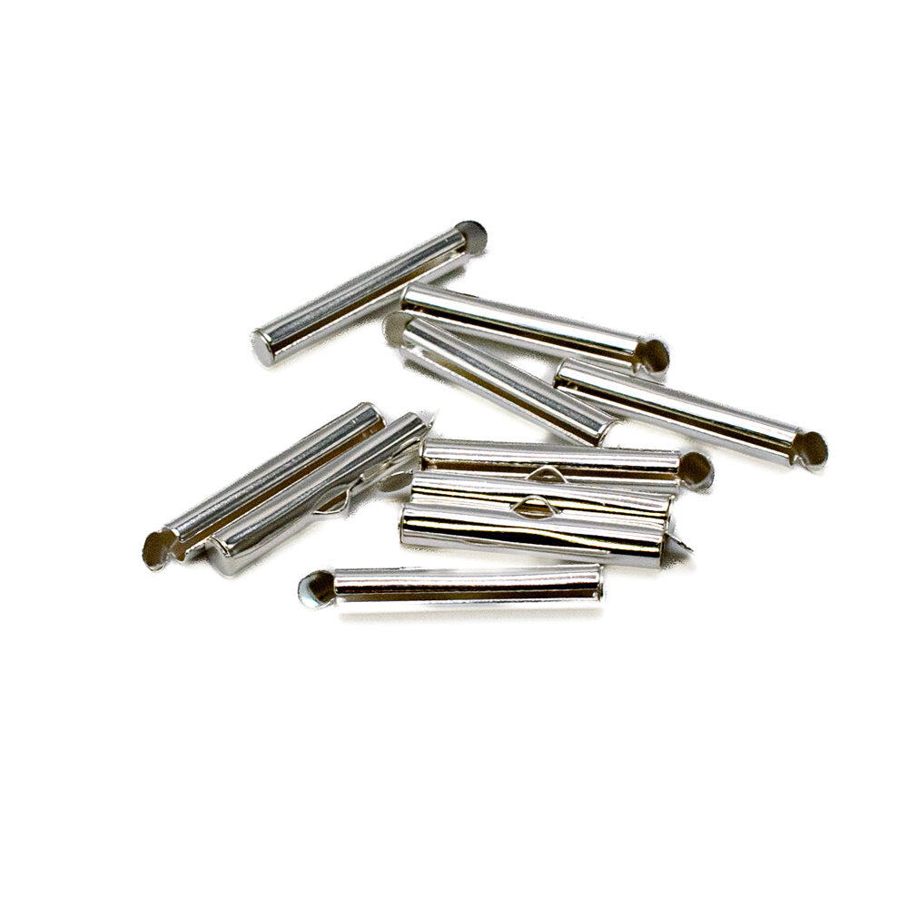 Slider Ends 25mm Silver Plated Pack of 10