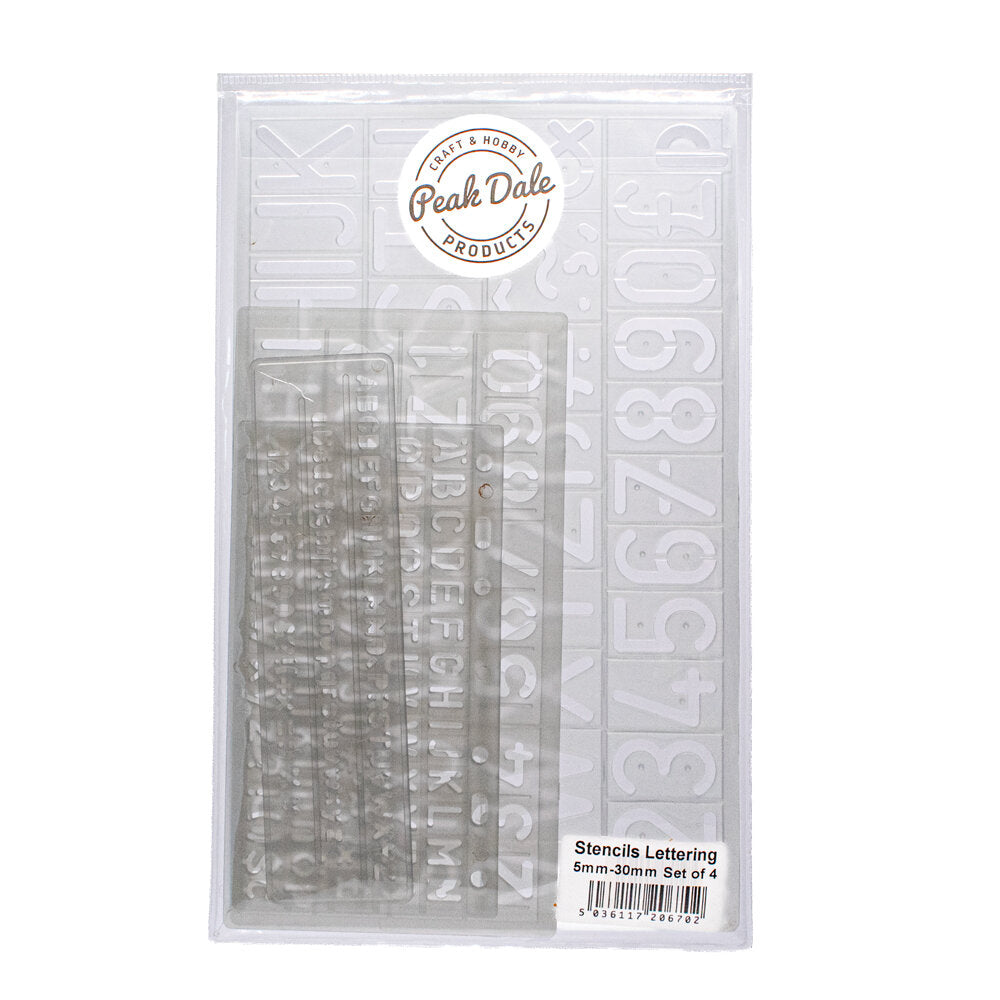 Stencils Lettering 5mm - 30mm Set of 4