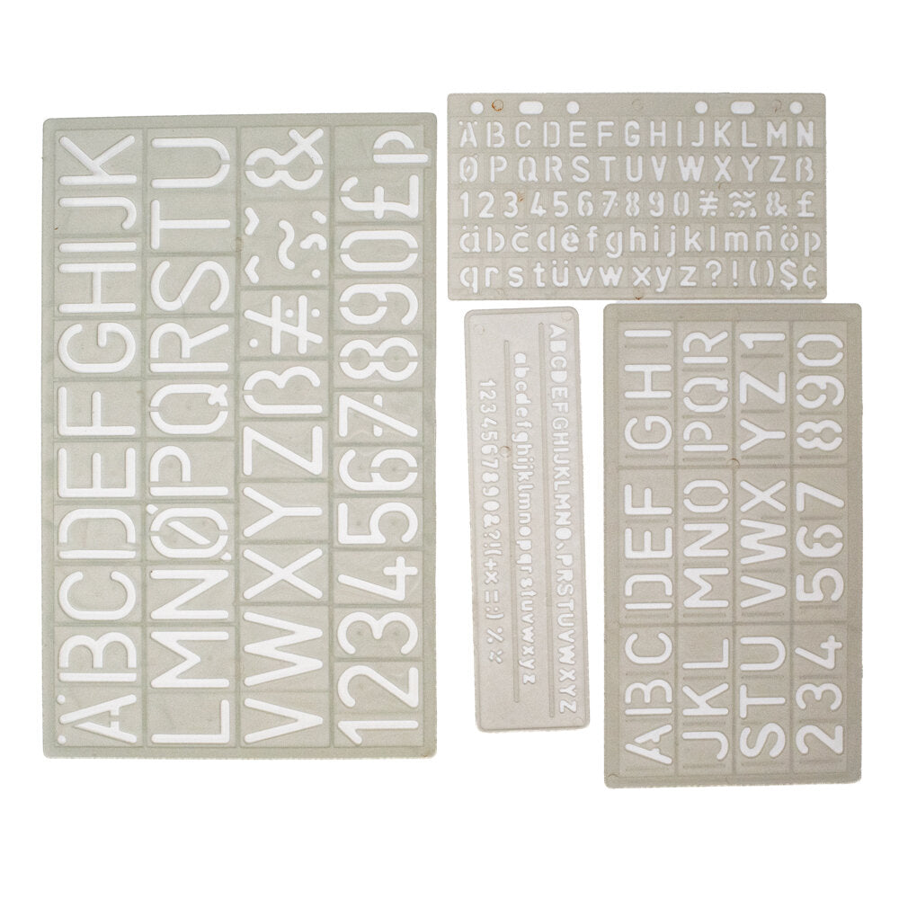 Stencils Lettering 5mm - 30mm Set of 4