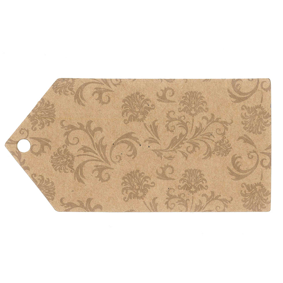 Luggage Tags Kraft Printed floral 10 x 5cm Pack of 10