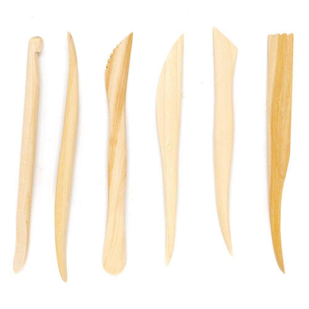 Wooden Clay modelling tools Set of 6 assorted