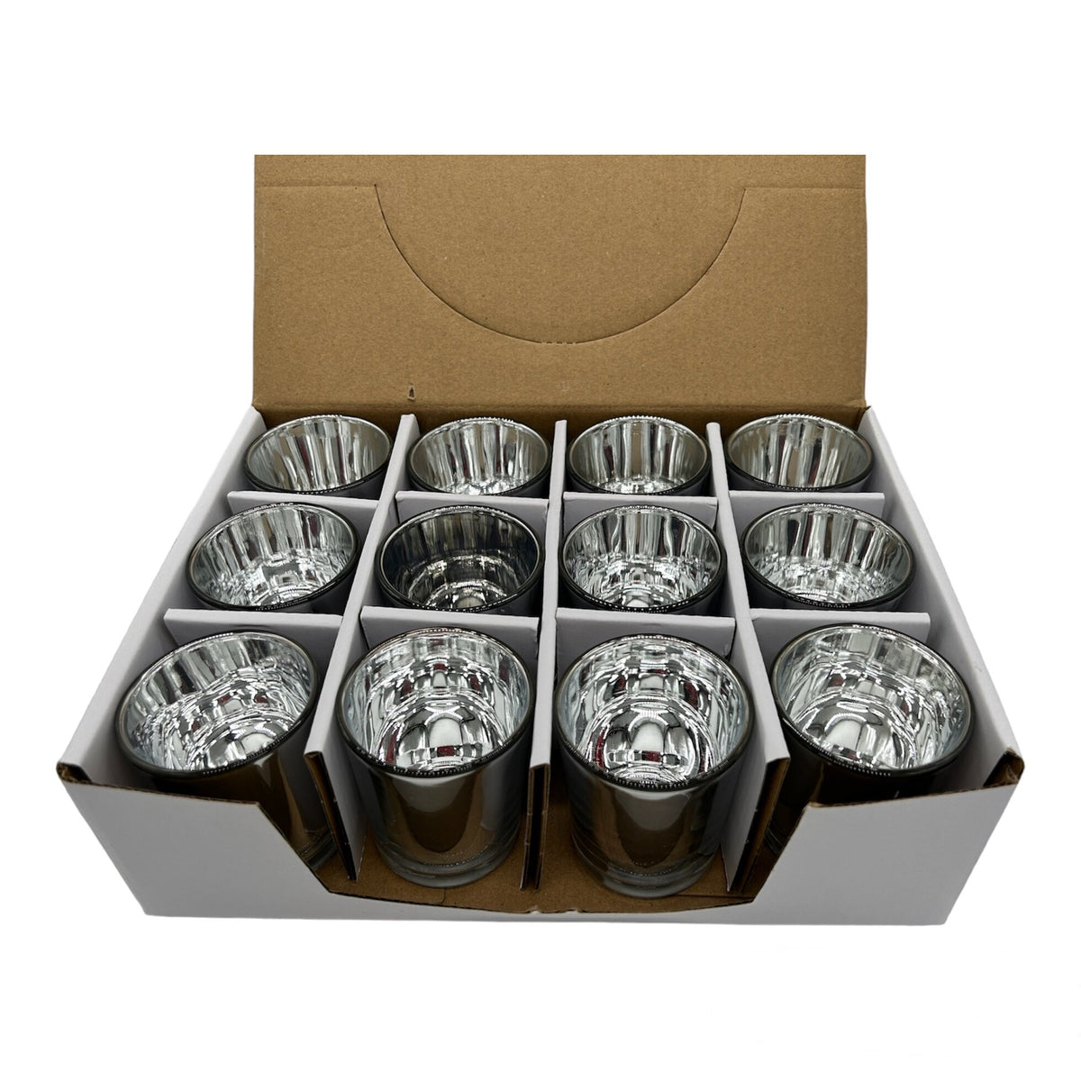 Votive Glass Cylinder Silver, Pack of 12