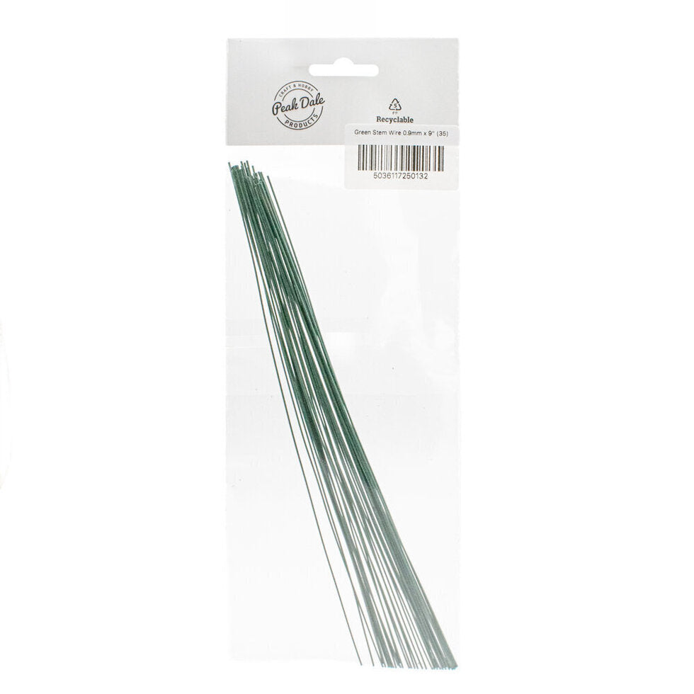 Green Stem Wire 0.9mm x 9" - Bundle of 35