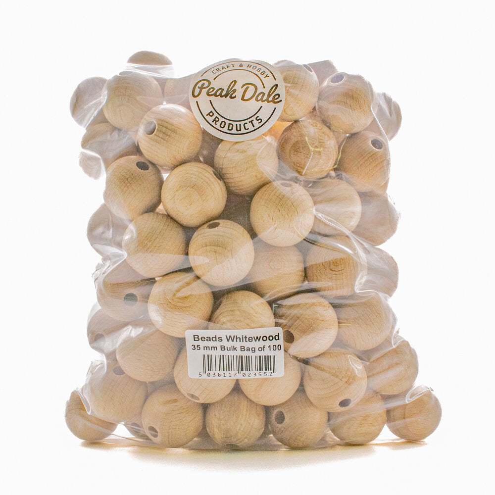 Beads Whitewood 35mm Bulk Bag of 100