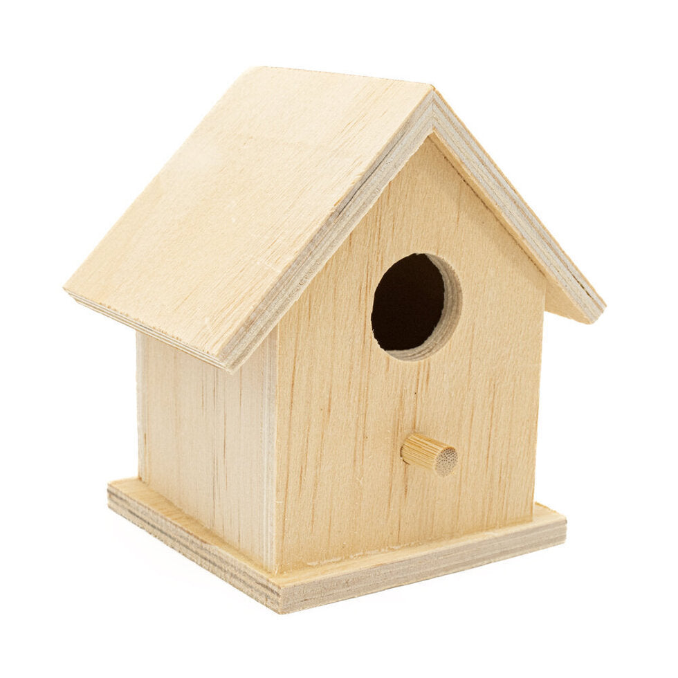 Wooden Bird House Square 10x7x7cm