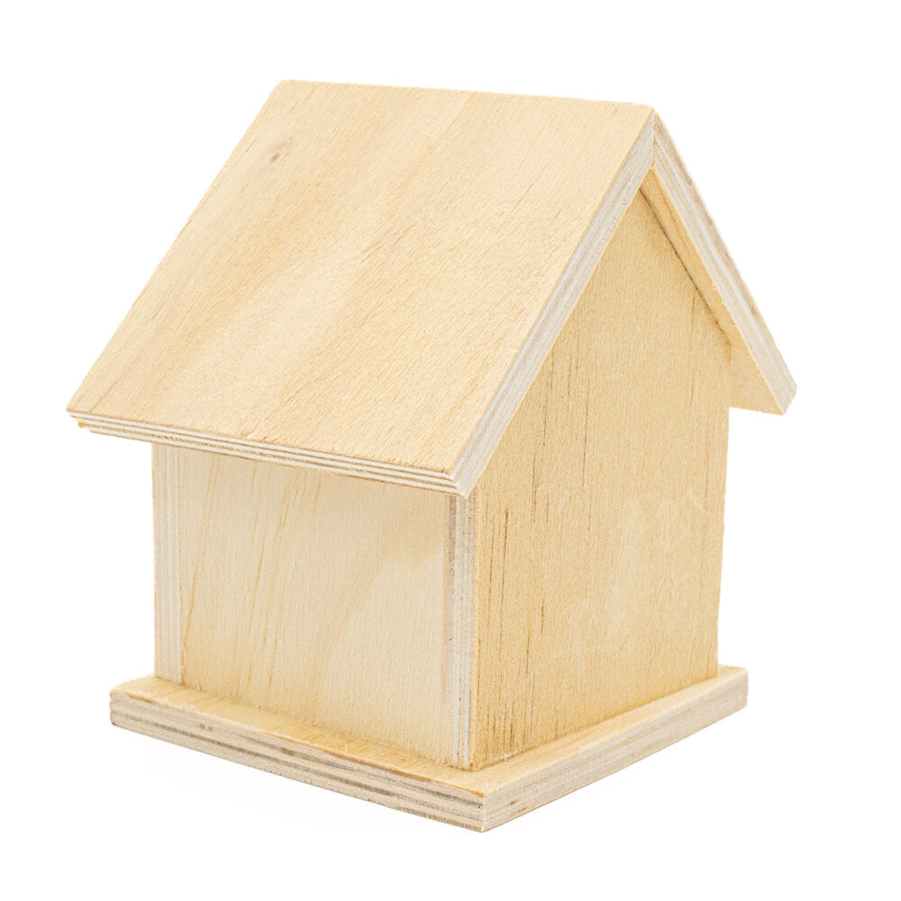 Wooden Bird House Square 10x7x7cm