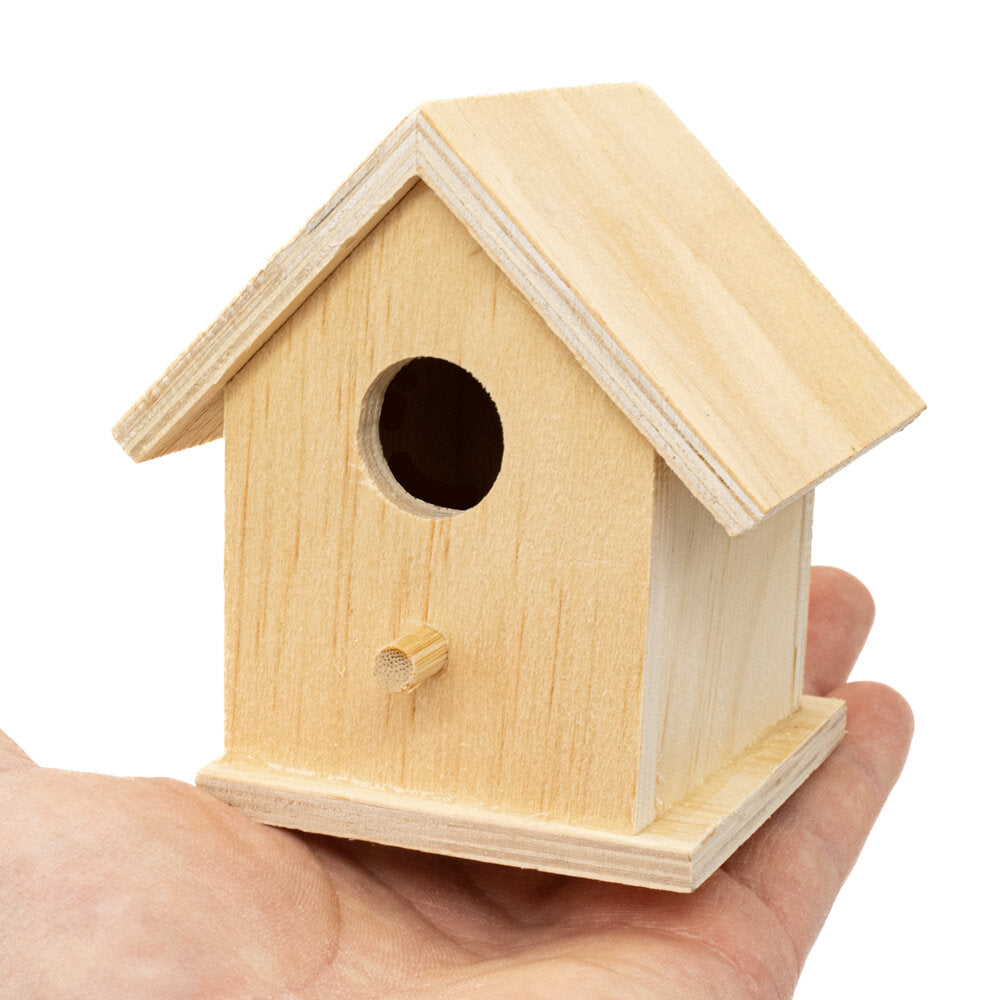 Wooden Bird House Square 10x7x7cm