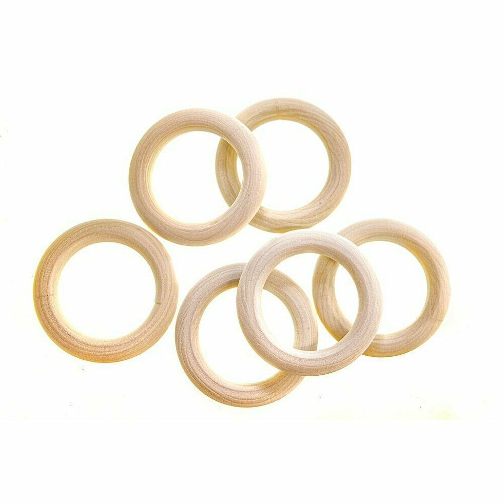 Wooden Macrame Ring 55mm pack of 6
