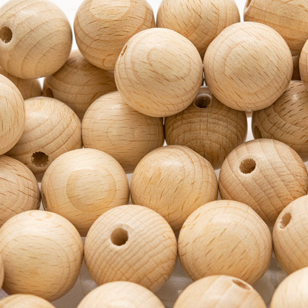 Beads Whitewood 20mm Pack of 40