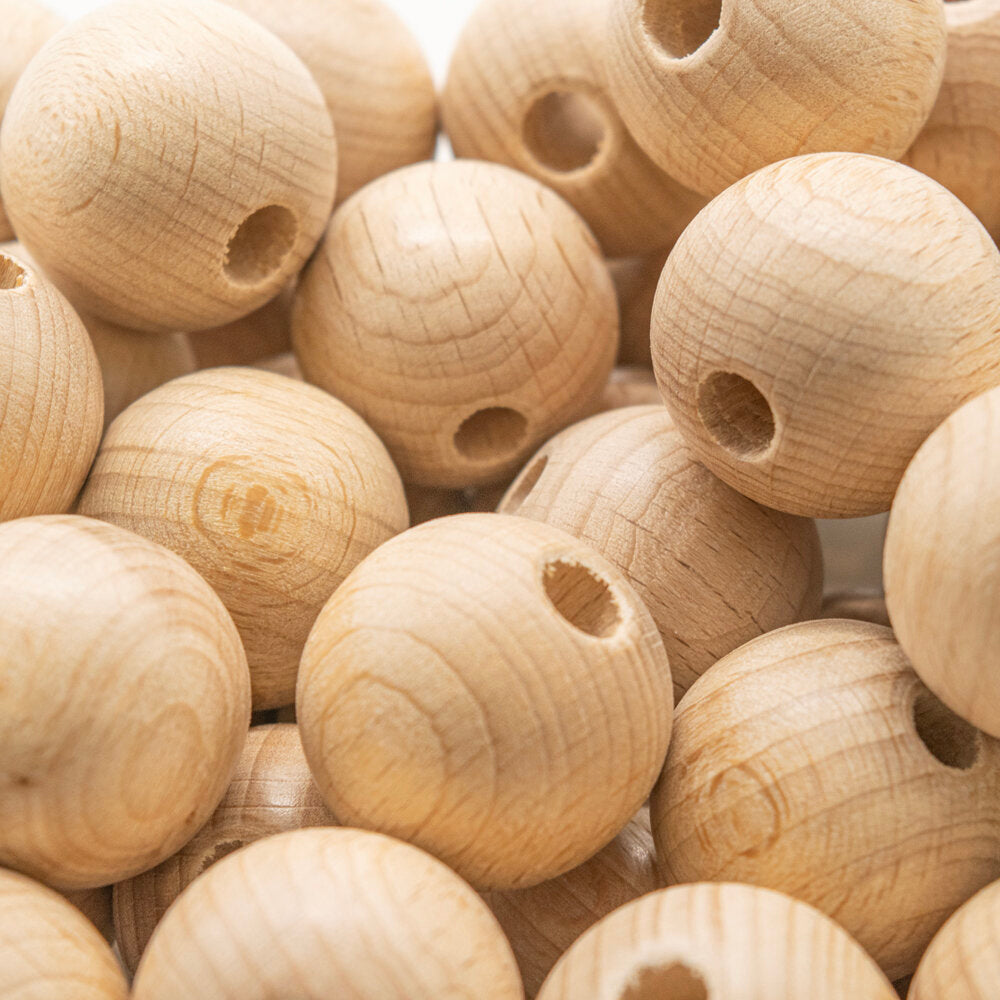 Beads Whitewood 25mm Pack of 5
