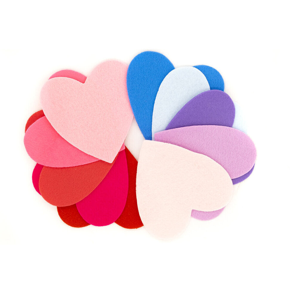 Felt Hearts 7cm Assorted Colours Pack of 10